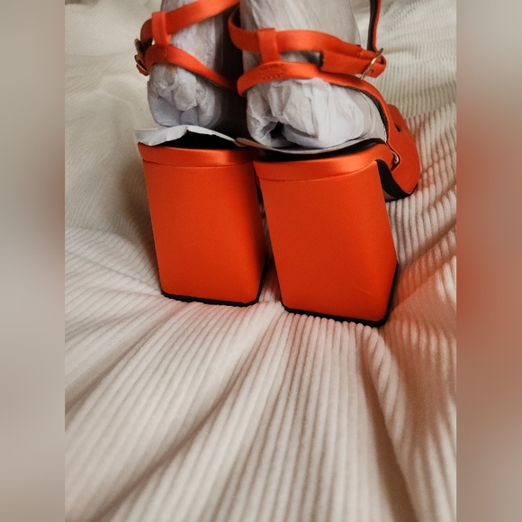 Zara Satin Effects Slingback Heels Orange Sizes: 9, 10 available New - Picture 12 of 15